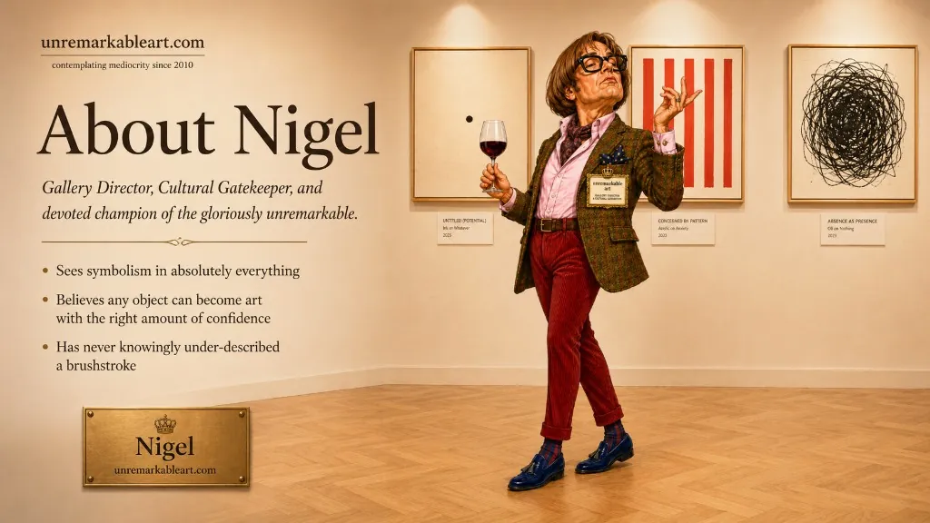 Nigel Ponceby-Smythe, Gallery Director, standing in the gallery with characteristic confidence