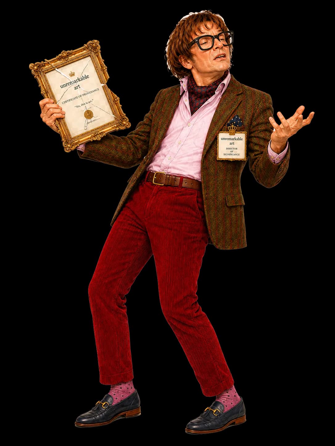 Nigel Ponceby-Smythe holding a cracked certificate and contemplating the closure